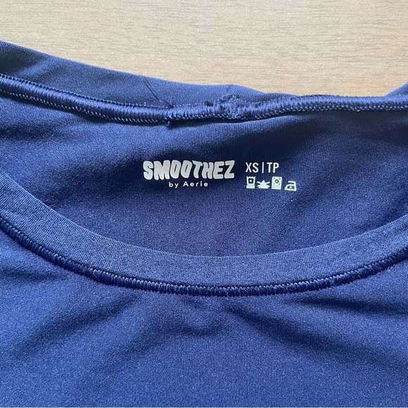 Aerie SMOOTHEZ Short Sleeve Bodysuit Blue - Picture 3 of 7